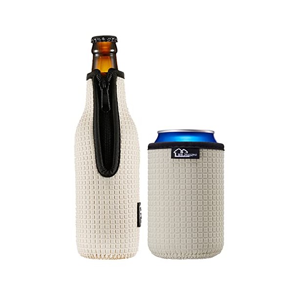 Beer Bottle Sleeve Insulators 12oz 330ml Standard Beer Bottle Cooler Covers Zip-up Bottle Jacket 12OZ Standard Can Sleeves Coolie Neoprene Insulator (Grey)