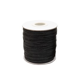 Realm Waxed Cord Cotton - Bracelets, Necklaces, Jewellery Thread, Shamballa Macrame (1mm Black - 5m)