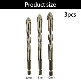 3 Stück Edelstähle Power Bit Bohrer, Multifunktions und Verschleißfest Exzenterbohrer, Hoher Scharfe Sägezahnbohrer Set, für Beton, Glas, Keramik, Holz, Metall und Bohren(6/8/10 MM)