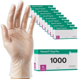 Viawant® Vinyl Pro Disposable Vinyl Gloves Very Touch Sensitive - Sturdy, Powder-free & Latex Free - Tear-Resistant Rubber Gloves (1000, XL)