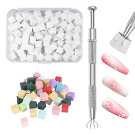 300 Pcs Nail Sponge, Nail Art Accessories, Nail Sponges for Ombré with Metal Grabber, Ombre Nails Design for Create a Variety of Gradient Nail Art Patterns, Nail Art Tools Sponge Brush(with box)