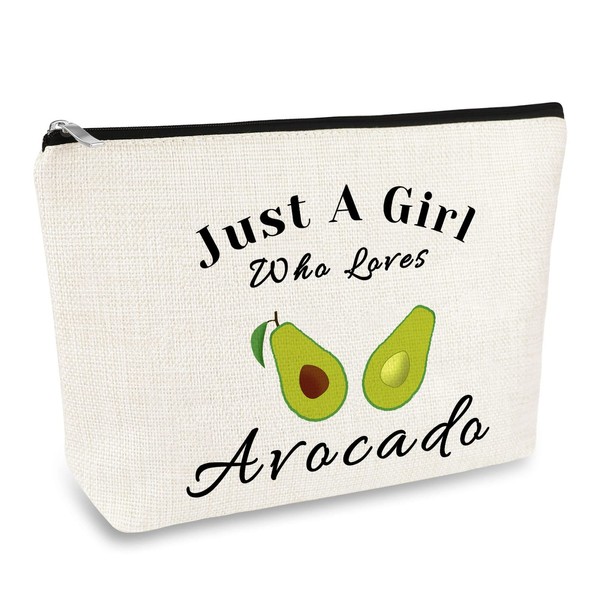 Avocado Lover Gift Avocado Makeup Bag Gift for Girls Vegetarian Gift for Women Cosmetic Bag Pouch Birthday Christmas Wedding Gift for Friend Sister Daughter Bestie Niece Just A Girl Who Loves Avocados