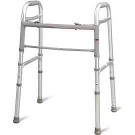 Carex Lightweight Folding Walker for Seniors, Portable Medical Walker with Adjustable Height, 30-37 Inches, Mobility Aid for Adults, Elderly, and Handicapped, Foldable, Stainless Steel Frame