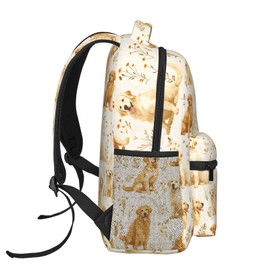 ainori Cute Golden Retriever Backpack, Polyester Backpacks with Straps, 11.4inx5.9inx15.7in, Multi-Pocket Storage Bookbag, Ideal For School Travel Work Hiking Camping, Boys Girls and Pet Lovers Gifts