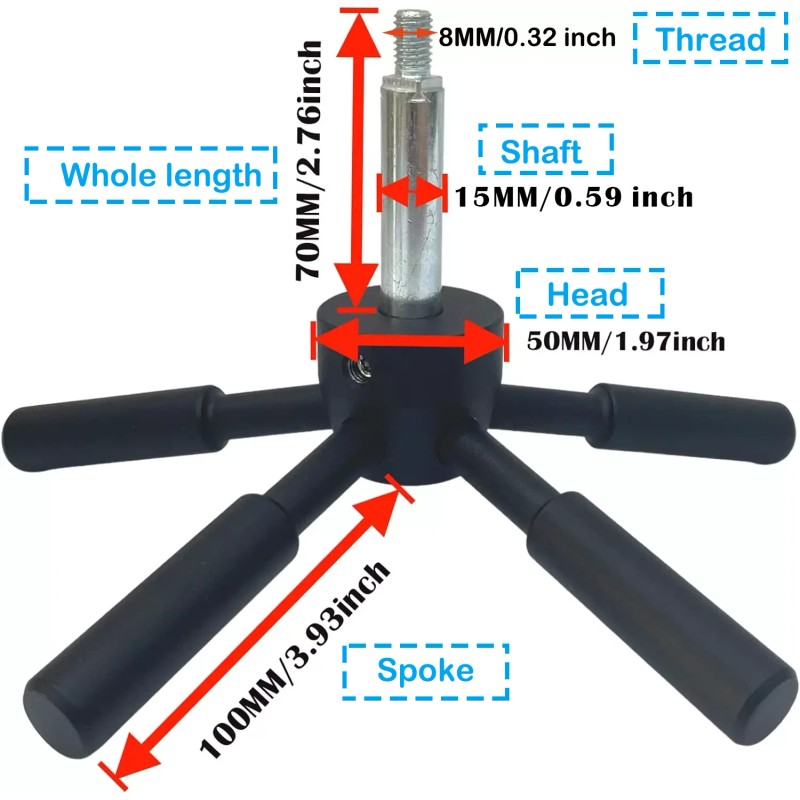 MOUNT 5 Spoke Gun Safe Handle Black Heavy-Duty Handle Gun