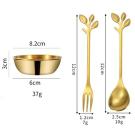 Xiciki Gold Dipping Bowls Set of 4, Stainless Steel Small Bowls with Spoon and Fork for Sauce, Premium Gold Bowl for Appetizers, Home Living Gold Dipping Bowls for Kitchen and Restaurant
