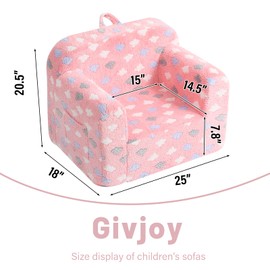 Givjoy Toddler Chair – Plush Kids Sofa with Carry Handle, Comfy Convertible Lounger for Boys & Girls, Bedroom & Reading Chair