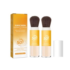 Mineral Sun Protection Powder Refillable Broadband Sun Protection SPF 50 Safe for Sensitive Skin Protection Against Pollution and Blue Light on the Face Suitable for Sensitive (2 Pieces)