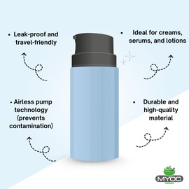 MYOC Blue Airless Bottle Set with Black Pump| 6 Bottles | 15ml | Leak-Proof & Precise Dispensing | Ideal for DIY Beauty & Skincare