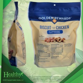 Healthy Surplus Golden Rewards Peanut Butter Flavored Dog Bisucits Wrapped in Real Chicken 16 Oz and Vital Volumes Dog Care Card Bundle
