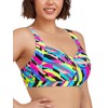 Ocean Blues Women's Neon Striped Plus Size Bikini Top Twist