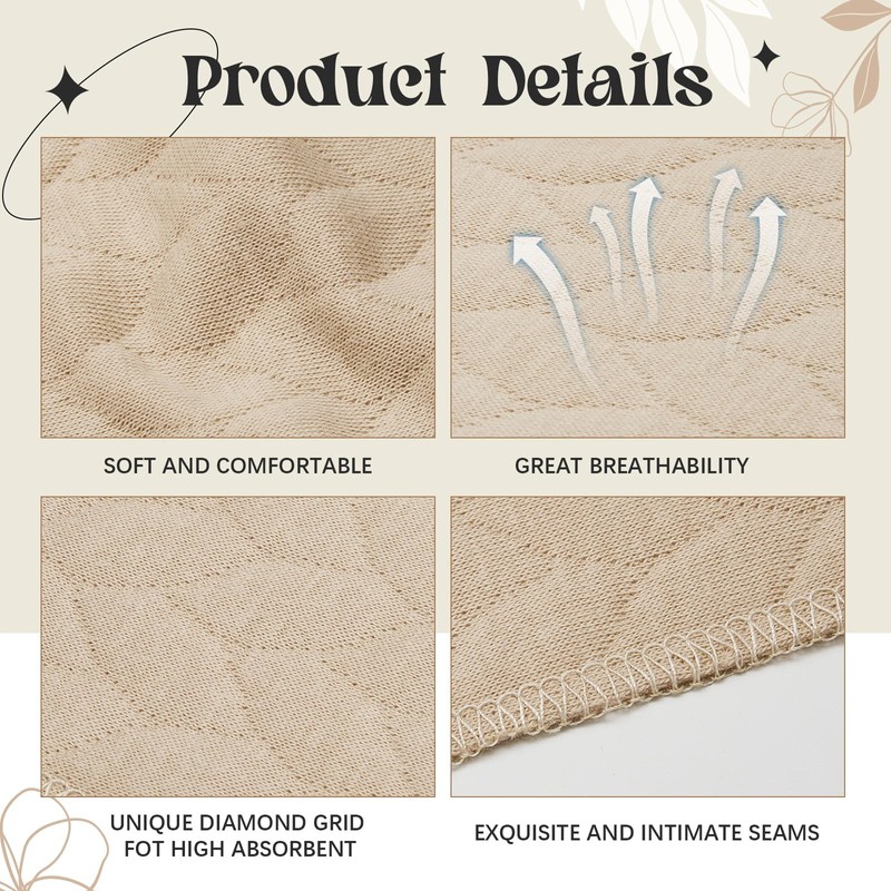 Toulite 6 Pcs Cotton Bra Liners Rectangle Under Bra Pads