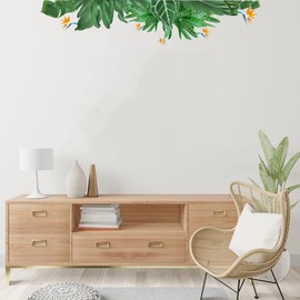 AnFigure Green Leaf Wall Decals Palm Tree Leaves Plants Wall Stickers Bedroom Living Room Wall Decal TV Wall Door Banana Turtle Nature Tropical Botanical Wall Sticker Home Wall Decor (W: 59 Inches)