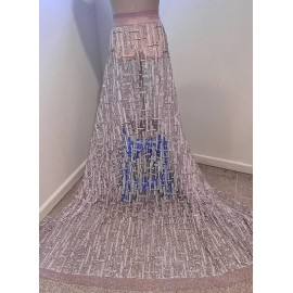 wowfabric4less123 Lavender White Rhinestone Sprinkle Glitter lace fabric 50" Width Sold By Yard