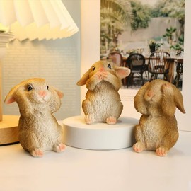 Lugulgu Easter Bunny Decorations Set, 3 Unique Postures Rabbits Set for Home, Resin Bunny Figurines Sets Spring Table Centerpiece Indoor/Outdoor, Gifts for Women, Family, Kids