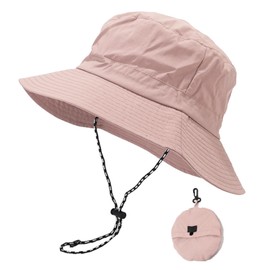 FYting Women's sun hat, summer hat, women's sun hat, foldable, rainproof, sun protection, quick-drying, breathable, for beach, swimming pool, park, camping, picnic, hiking, travel (Khaki), pink
