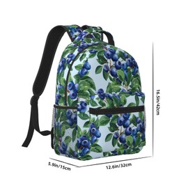 Bright Blueberry Pattern Backpack, Travel School Laptop Polyester Fruit Backpacks for Women Men Kids, Work Sports Back Pack Casual Daypack, Lightweight Rucksack Gifts for Hiking Camping Gym