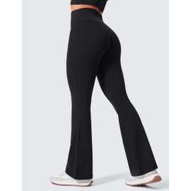 CRZ YOGA Womens Butterlift Hidden Scrunch Butt Flare Leggings 31" - No Front Seam High Waist Bootcut Yoga Pants Booty Casual Black Medium