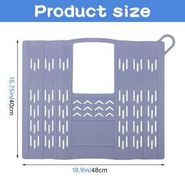 Bathroom Sink Cover for Counter Space, Heat-Resistant Silicone Makeup Organizer Mat for Over Countertop, Foldable Sink Organizer with Hanging Loop, Makeup Brush Cleaning Mat(COLOR:Dark blue)