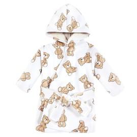 Hudson Baby Unisex Baby Mink with Faux Fur Lining Pool and Beach Robe Cover-ups, Teddy Bears, 12-18 Months