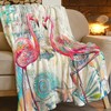 Pink Flamingo Throw Blanket Cozy Plush Flamingos Flannel Fleece Ultra