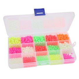 Vbest life Juego de Cuentas de Pesca 1500Pcs, Cuentas de Pescado Luminosas de Forma Ovalada Señuelos de Pescado Herramientas de Tackle 3 tamaños 5 Colores