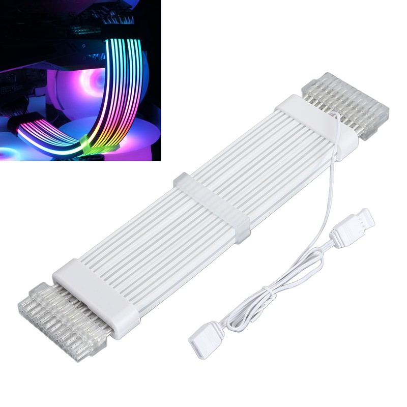 24 Pin RGB Power Extension Cable Kit ARGB 18AWG Silver