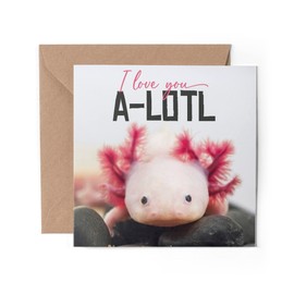 1 x Greeting Card - I Love You A-Lotl Axolotl Pun Joke Dragon Fish Animals Happy Birthday Sorry Love Mum Dad Girls Boys Friend #79756