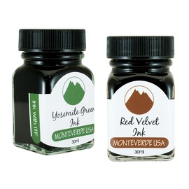 Monteverde 60ml Core Fountain Pen Ink Bottle (30ml Yosemite Green Ink Bottle G309YG, 30ml Red Velvet Ink Bottle G309RV)