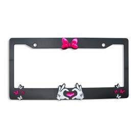 LP Frameworks Minnie Bow V2 3D Raised License Plate Frame | 1 Pack Car License Plate Cover | Universal US Black License Plate Holder | Auto Accessories (Car, Truck and SUV)