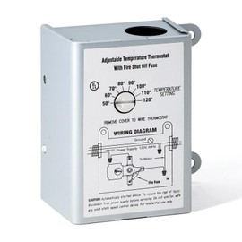 Attic Fan Adjustable Thermostat w/Fire Shut Off Fuse for Lomanco F0510B2944, F0510B2497, 58034 Attic Fan Thermostat Control Replacement,Adjustable Temperature Finger Dial Switch