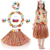 Fortuning's JDS 40cm Girl's Hawaiian Grass Skirt with Flowers Costume