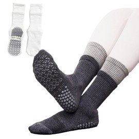 Frenflu Yoga Socks, 2 Pair Set, Non-Slip, Women's, Yoga Socks, Cotton, Thermal, Cold Protection, Yoga Socks, Antibacterial, Deodorizing Socks, Four Seasons Socks, Women's Socks, Indoor Exercise,