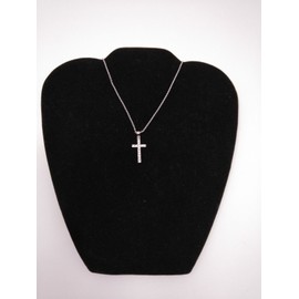 Simulated Woman silver color plated zircon crystal cross necklace w/Cuban chain.