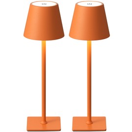 KDG 2 Pack Cordless Table Lamp,Portable LED Desk Lamp, 4000mAh Battery Operated, 3 Color Stepless Dimming Up, for Restaurant/Bedroom/Bars/Outdoor Party/Camping/Coffee Shop Night Light(Orange)