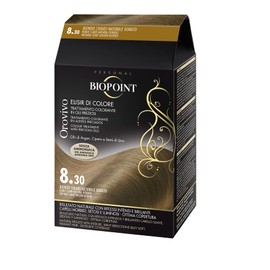 Biopoint Orovivo - Elisir di Colore 8.3 Light Blonde Natural Gold Hair Colour Set without Ammonia, Nourishing and Shiny, Gives an Intense and Shiny Colour, 142 ml