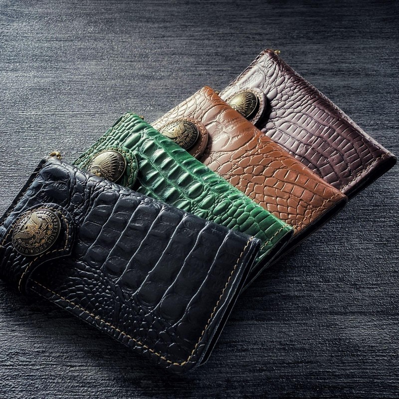 Sasical sbbsa0037s Men's Biker Wallet Long Wallet Genuine Leather Cowhide