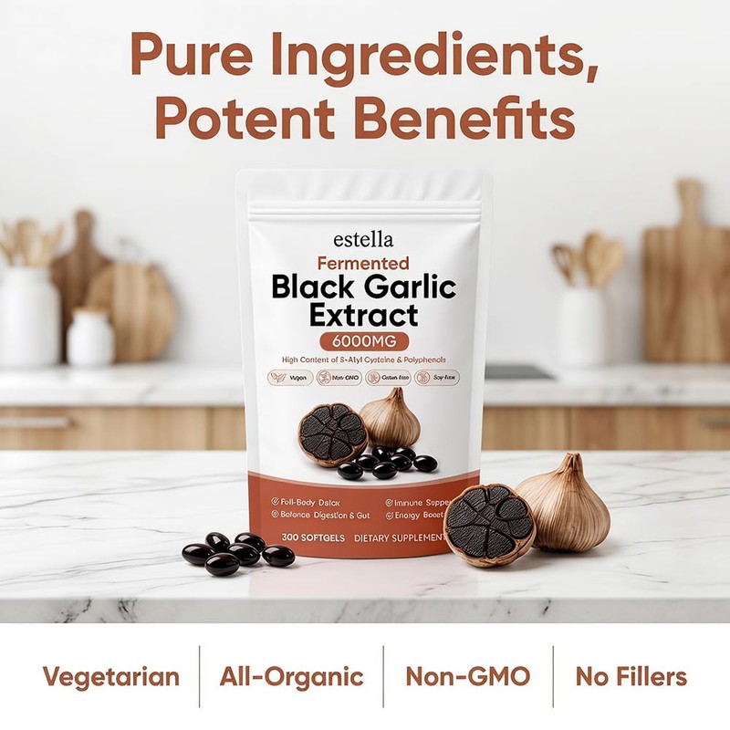 estella Fermented Black Garlic Extract, 90-Day Matured with S-Allyl Cysteine,