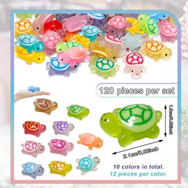 CVASNF Pack of 120 Mini Tortoises, 10 Colours, Luminous Figures, Turtles, Small Turtle Figures Made of Resin for Garden Decoration, DIY, Micro Landscape Scenes Home Decorations