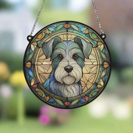 Image Industry Schnauzer Stained Glass Effect Suncatcher - Garden Gift - Dog Gift - Pet Memorial (13cm)
