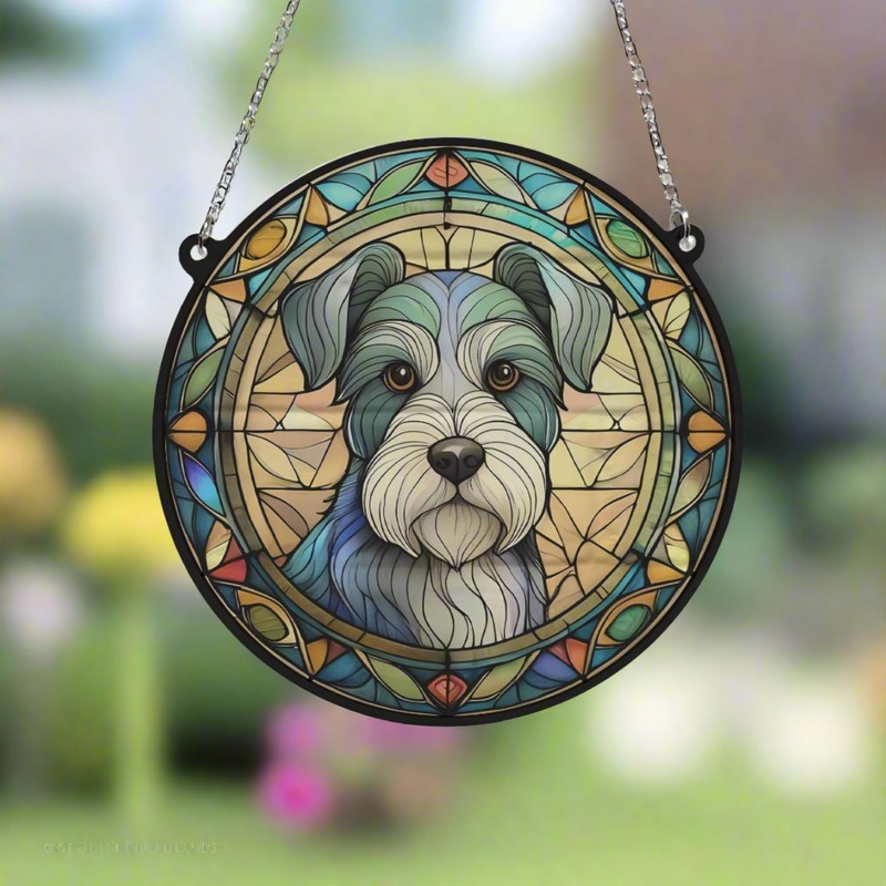 Image Industry Schnauzer Stained Glass Effect Suncatcher - Garden Gift