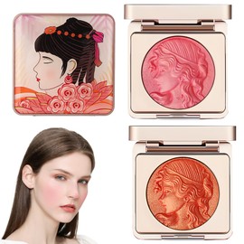 Diyxisk Powder Blush, 2 Stücke Geprägt Blush for Cheeks, das Neueste Leichtgewicht Blush Palette, 6g Rouge Puder, Natürlicher Glanz, Wasserfestes Rouge, Langanhaltendes Gesichts-Make-Up (Orange/Rosa)