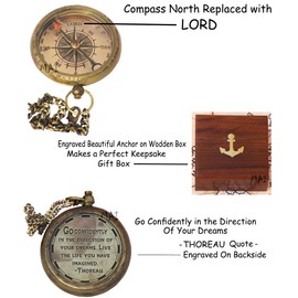 Thoreau's Quote Engraved Go Confidently in The Direction of Your Dreams! Live The Life You've Imagined with Wooden Box, Graduation Day Gift,Boy Scout Compass, Camping Compass, Boating Compass For Gift