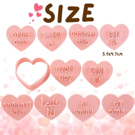 Valentines Day Cookie Cutter,I Love You Language Plastic Cookie Cutter,10 Pieces Heart Cookie Cutter Set for Valentine DIY Baking Supplies