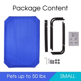 PHYEX Heavy Duty Steel-Framed Portable Elevated Pet Bed, Elevated Cooling Pet Cot, 33" L x 19" W x 7.5" H(S, Blue)