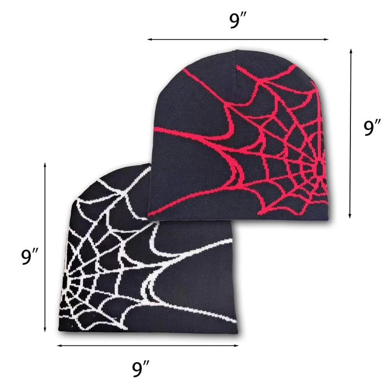 Y2k Beanie Winter Hats Knit Caps Unique Stylish Spider Web