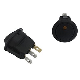 Lumonic 5 x Plastic Rocker Switch Off Switch Diameter 23 mm in Colour Black I with Yellow LED and a 4.8 x 0.8 mm Plug Flat Connector I Suitable for 12 V 16