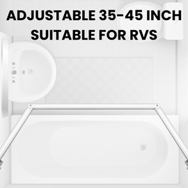 Wenqik Rv Shower Curtain Rod for Bathroom, Hinged Design for 35-42 Inch Aluminum Extend-A-shower Shower Rod for Rv, Bathroom, Bedroom, Fitting Room, Need to Drill
