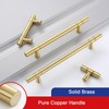 MACHSWON 128mm Brushed Pattern Grooved Pure Brass Handle Solid Thick