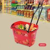 6PCS Plastic Shopping Basket with Handles&Wheels, 35L Rolling Shopping Cart